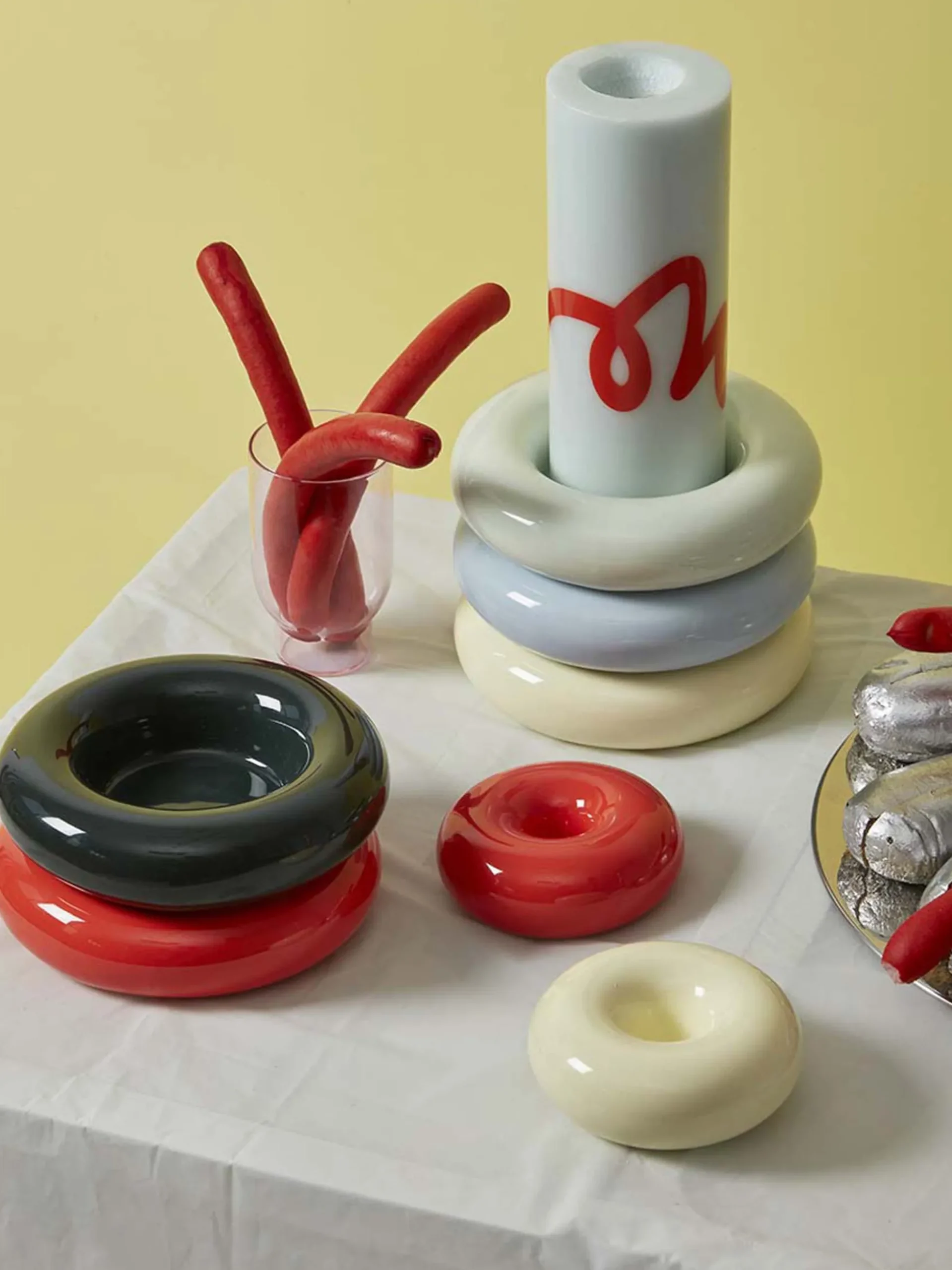 Portacandele grande in ceramica Bob