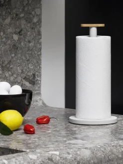 Portarotolo da cucina con decoro in legno di bambù Mattina