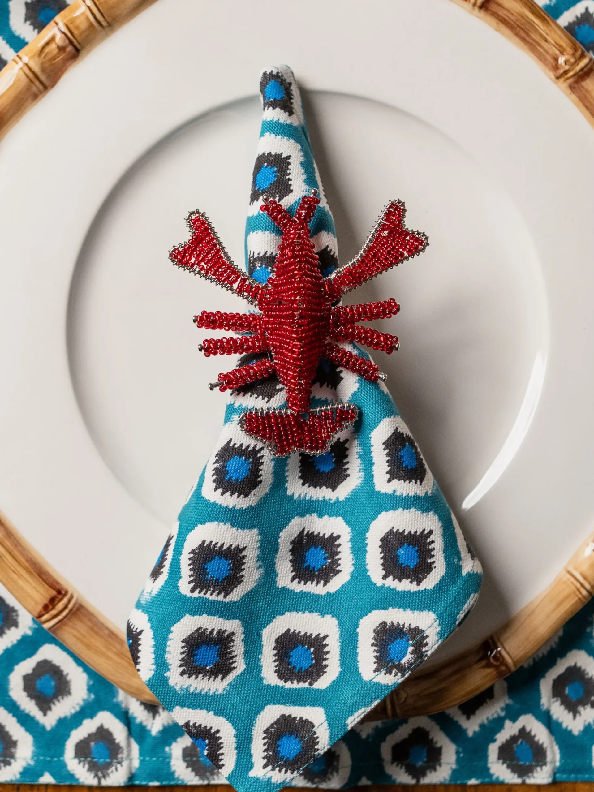 Portatovaglioli con perle di vetro Lobster 2 pz