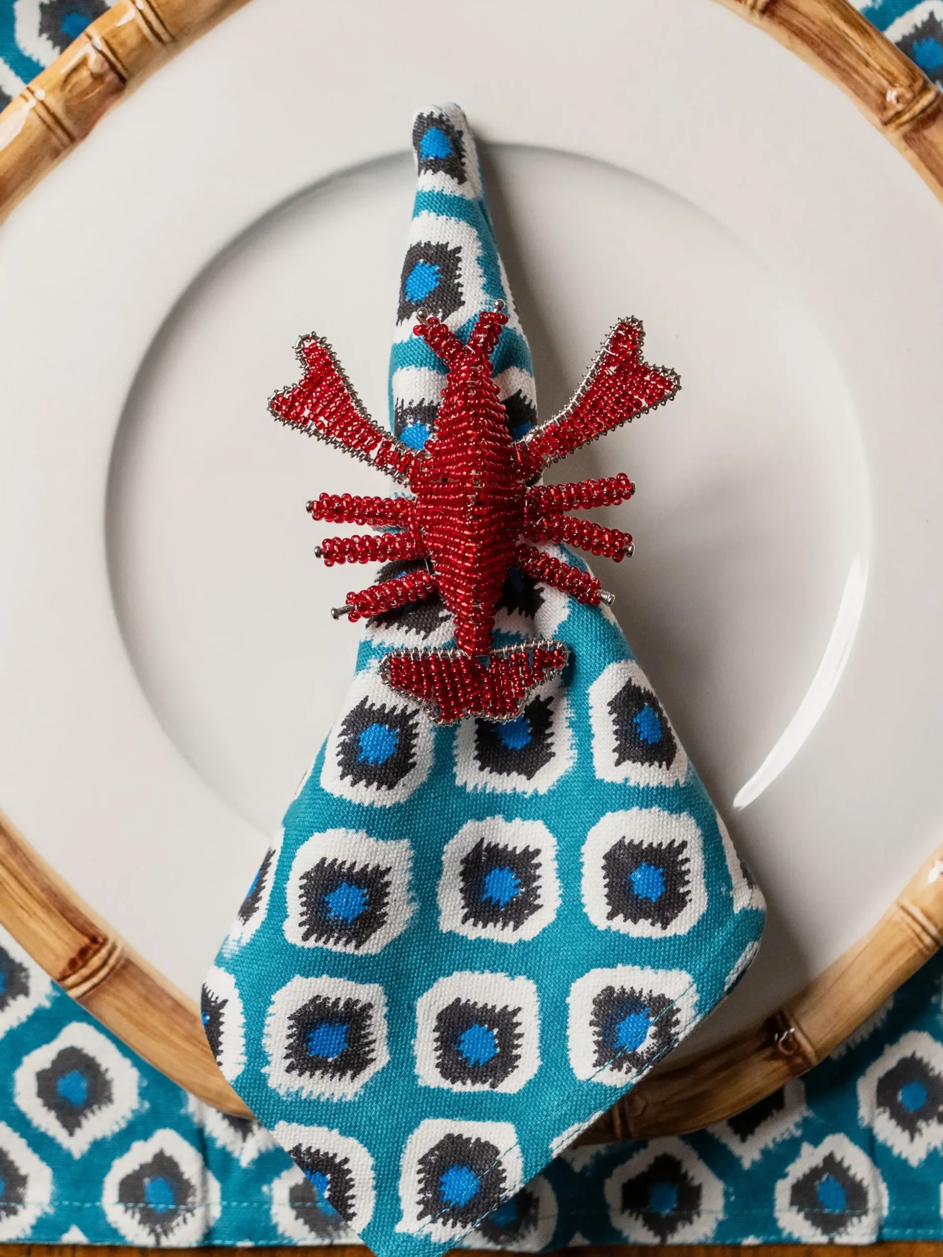Portatovaglioli con perle di vetro Lobster 2 pz