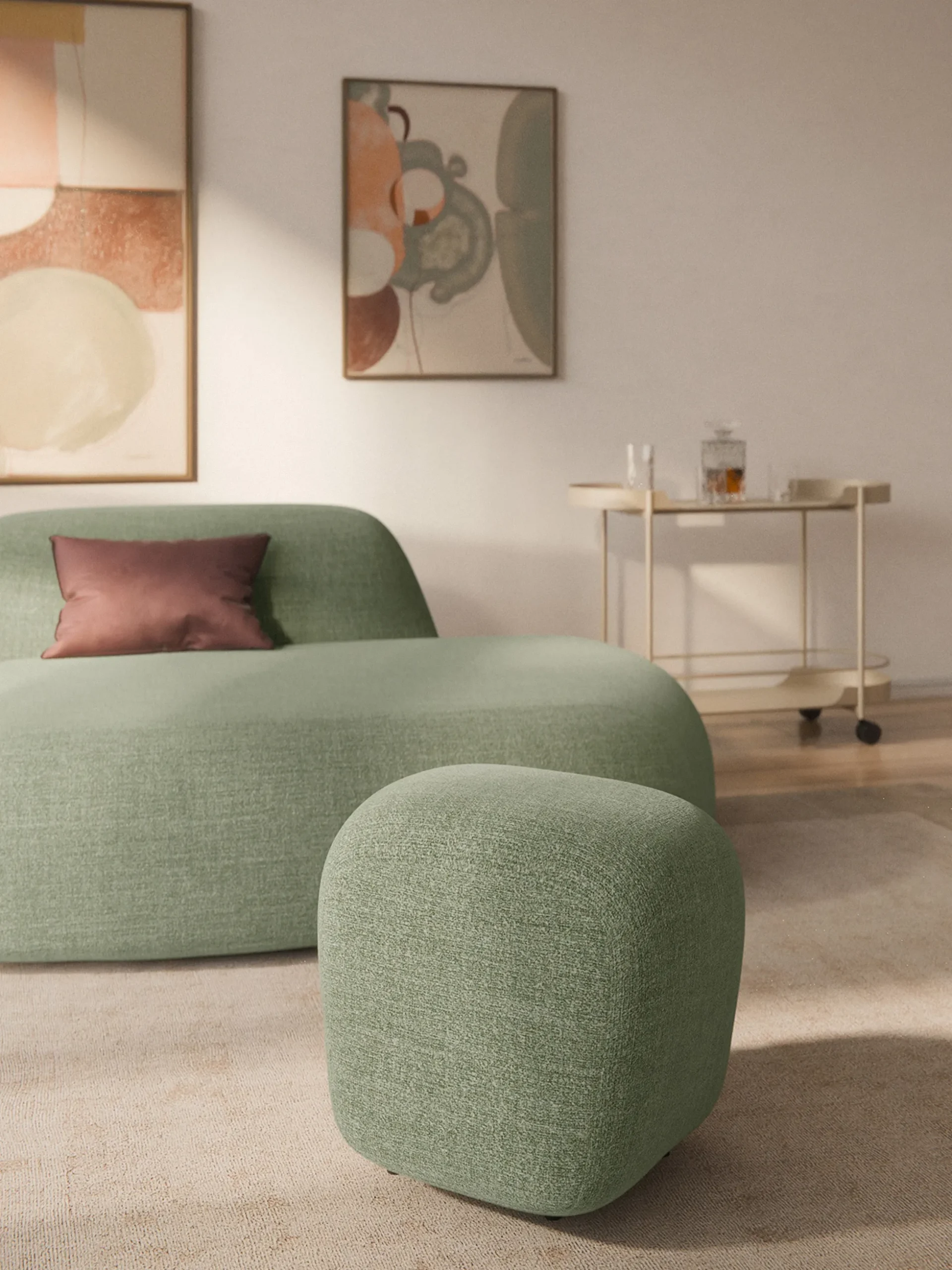 Pouf alto in bouclé Wolke