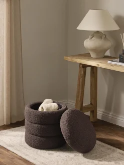 Pouf contenitore imbottito in bouclé Alto