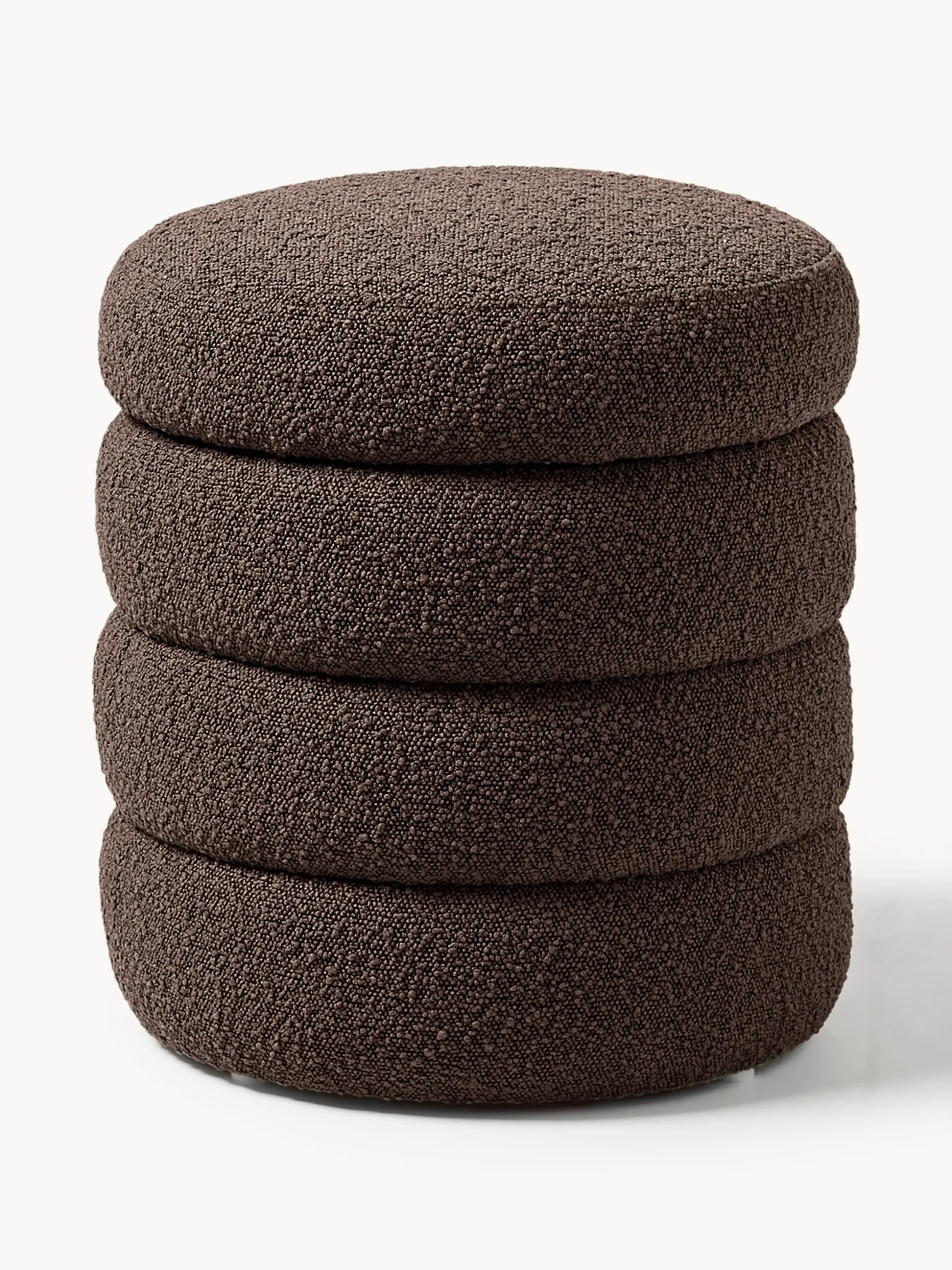 Pouf contenitore imbottito in bouclé Alto