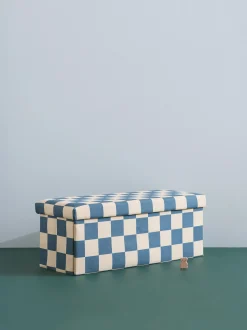 Pouf contenitore per bambini Check Teal