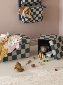 Pouf contenitore per bambini Check Teal