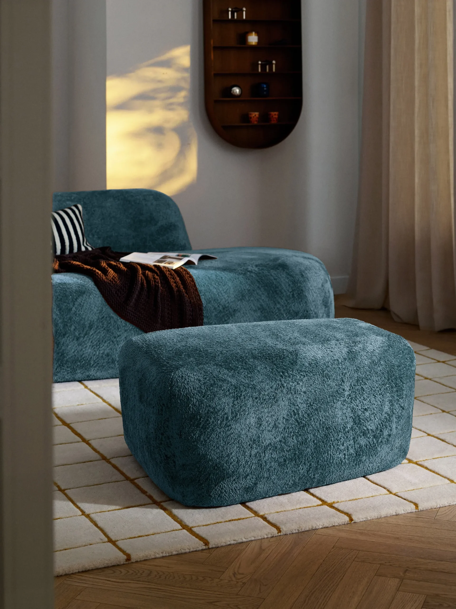 Pouf grande in bouclé Wolke
