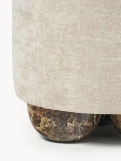 Pouf imbottito con piedini a sfera effetto marmo Lino