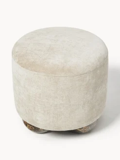 Pouf imbottito con piedini a sfera effetto marmo Lino