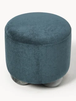 Pouf imbottito con piedini a sfera effetto marmo Lino
