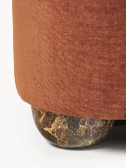 Pouf imbottito con piedini a sfera effetto marmo Lino
