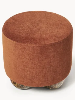 Pouf imbottito con piedini a sfera effetto marmo Lino