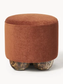 Pouf imbottito con piedini a sfera effetto marmo Lino