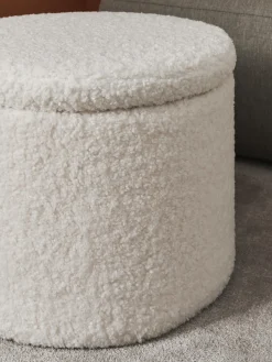 Pouf imbottito in tessuto teddy con vano contenitore Alida