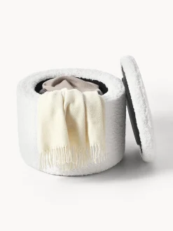 Pouf imbottito in tessuto teddy con vano contenitore Alida