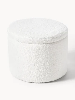 Pouf imbottito in tessuto teddy con vano contenitore Alida