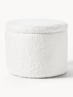 Pouf imbottito in tessuto teddy con vano contenitore Alida