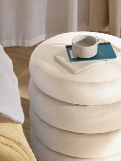 Pouf imbottito in velluto con contenitore Alto