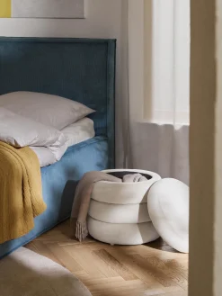 Pouf imbottito in velluto con contenitore Alto