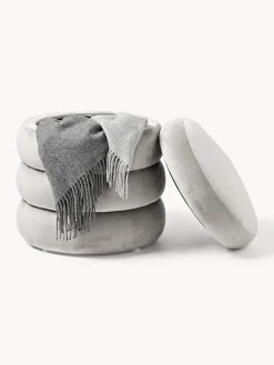 Pouf imbottito in velluto con contenitore Alto