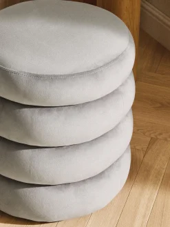 Pouf imbottito in velluto con contenitore Alto