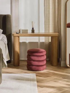 Pouf imbottito in velluto con contenitore Alto