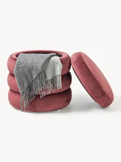 Pouf imbottito in velluto con contenitore Alto
