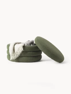 Pouf imbottito XLin bouclé con vano contenitore Alto