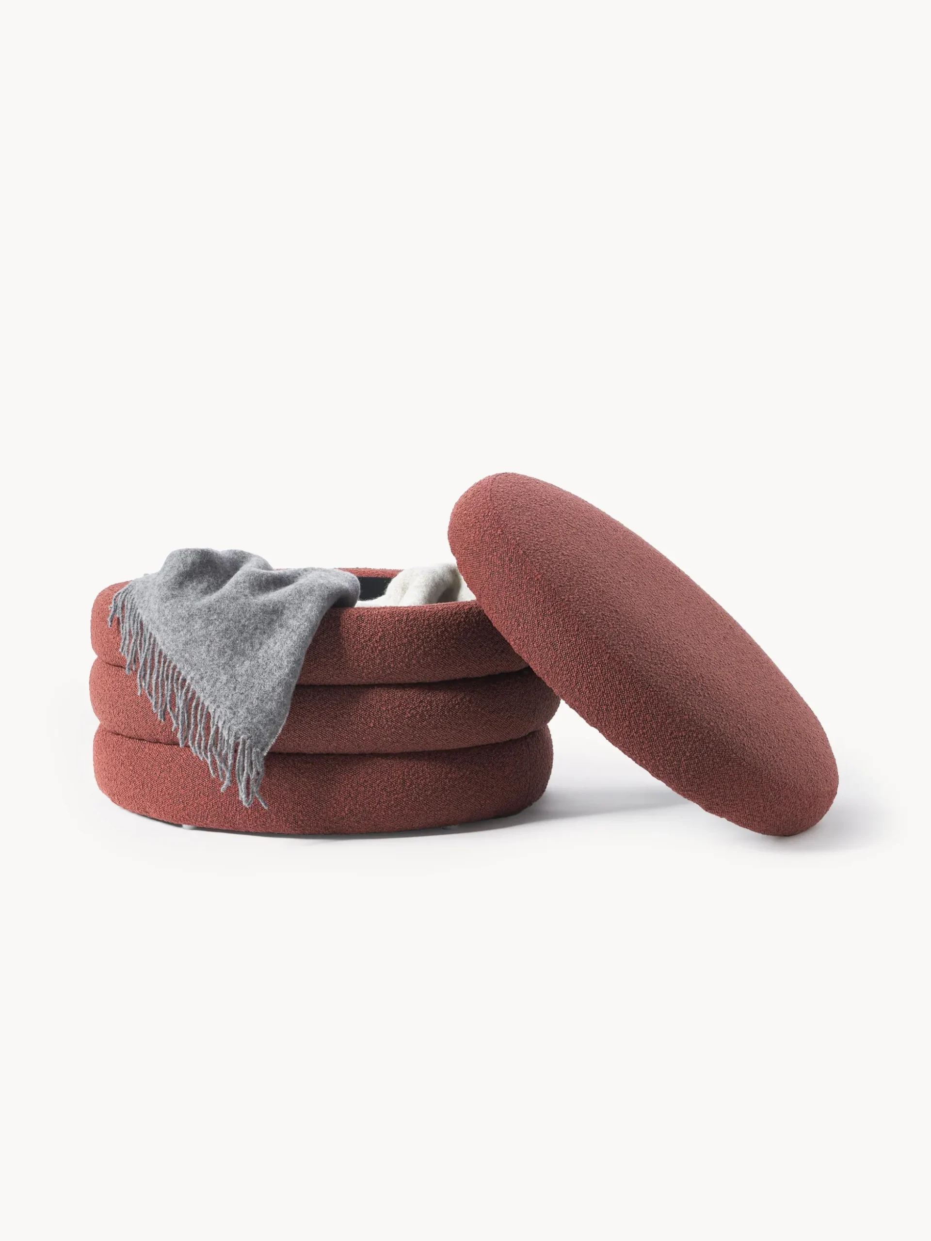 Pouf imbottito XLin bouclé con vano contenitore Alto