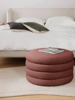 Pouf imbottito XLin bouclé con vano contenitore Alto