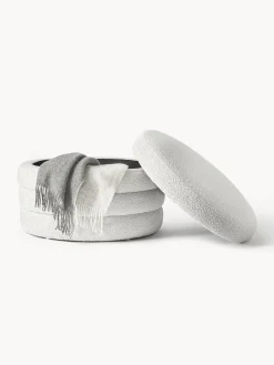 Pouf imbottito XLin bouclé con vano contenitore Alto