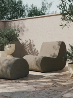 Pouf lounge da giardino fatto in bouclé Rouli