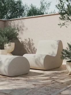 Pouf lounge da giardino fatto in bouclé Rouli