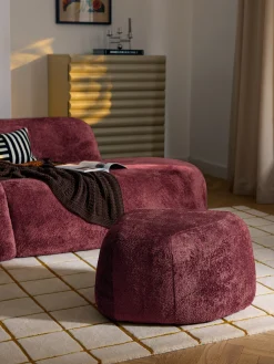 Pouf ovale in teddy bouclé Wolke