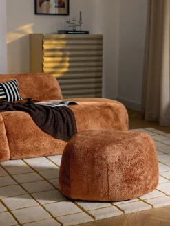 Pouf ovale in teddy bouclé Wolke