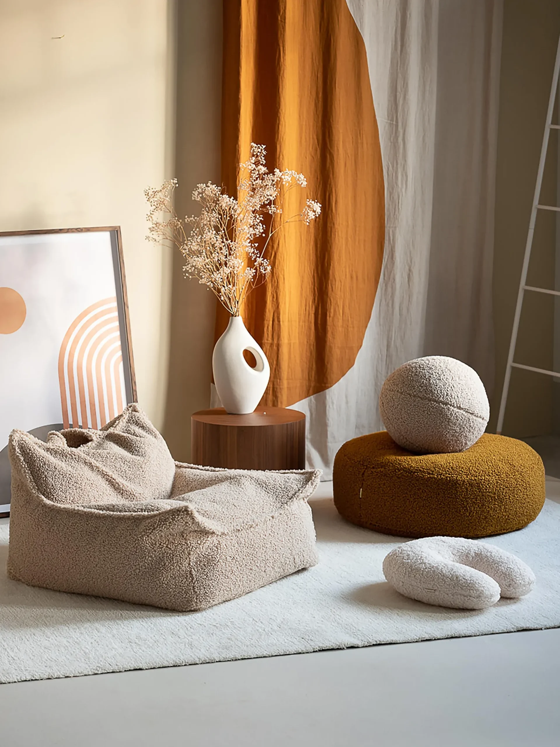 Pouf per bambini in teddy Sugar Ø 65 cm
