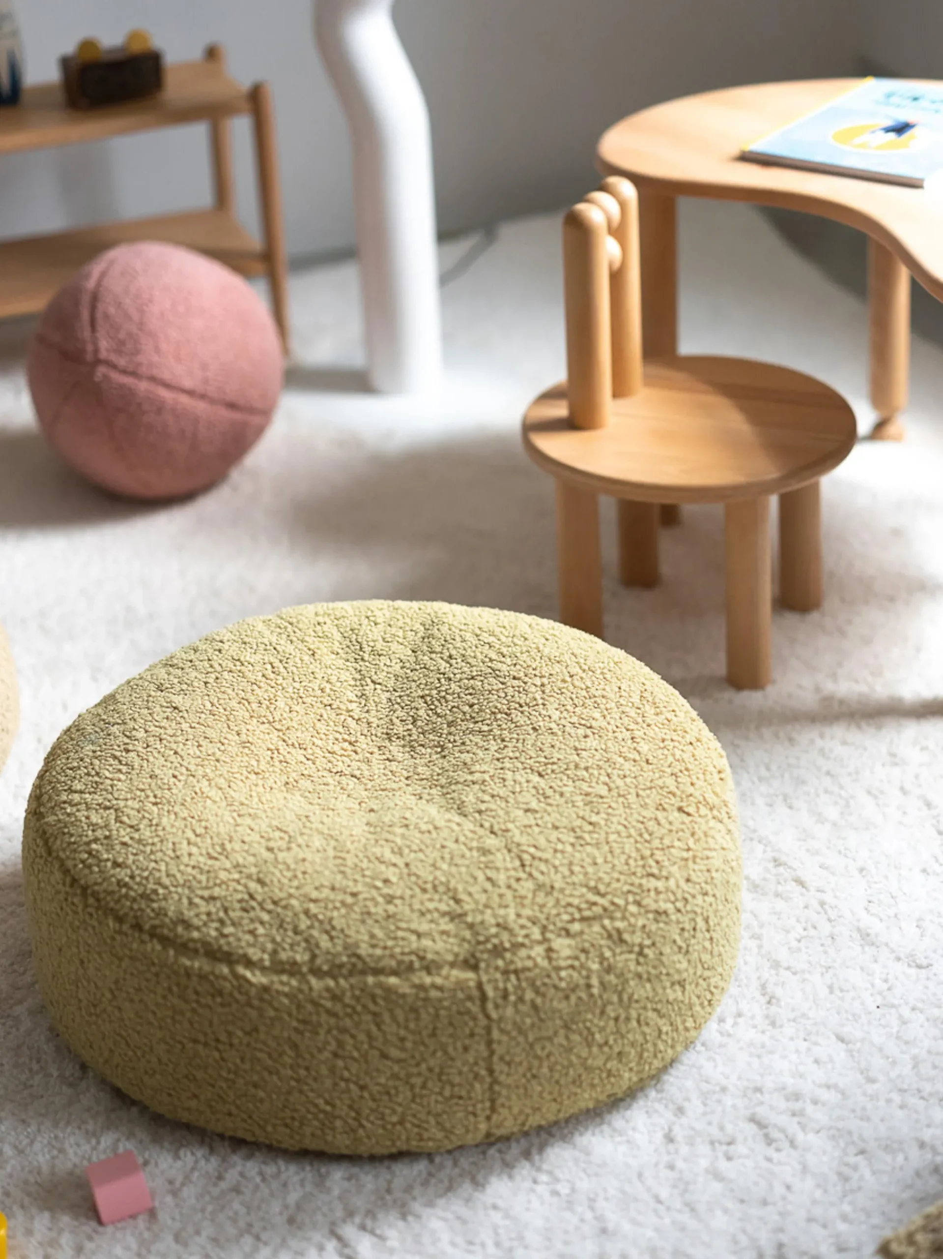Pouf per bambini in teddy Sugar Ø 65 cm