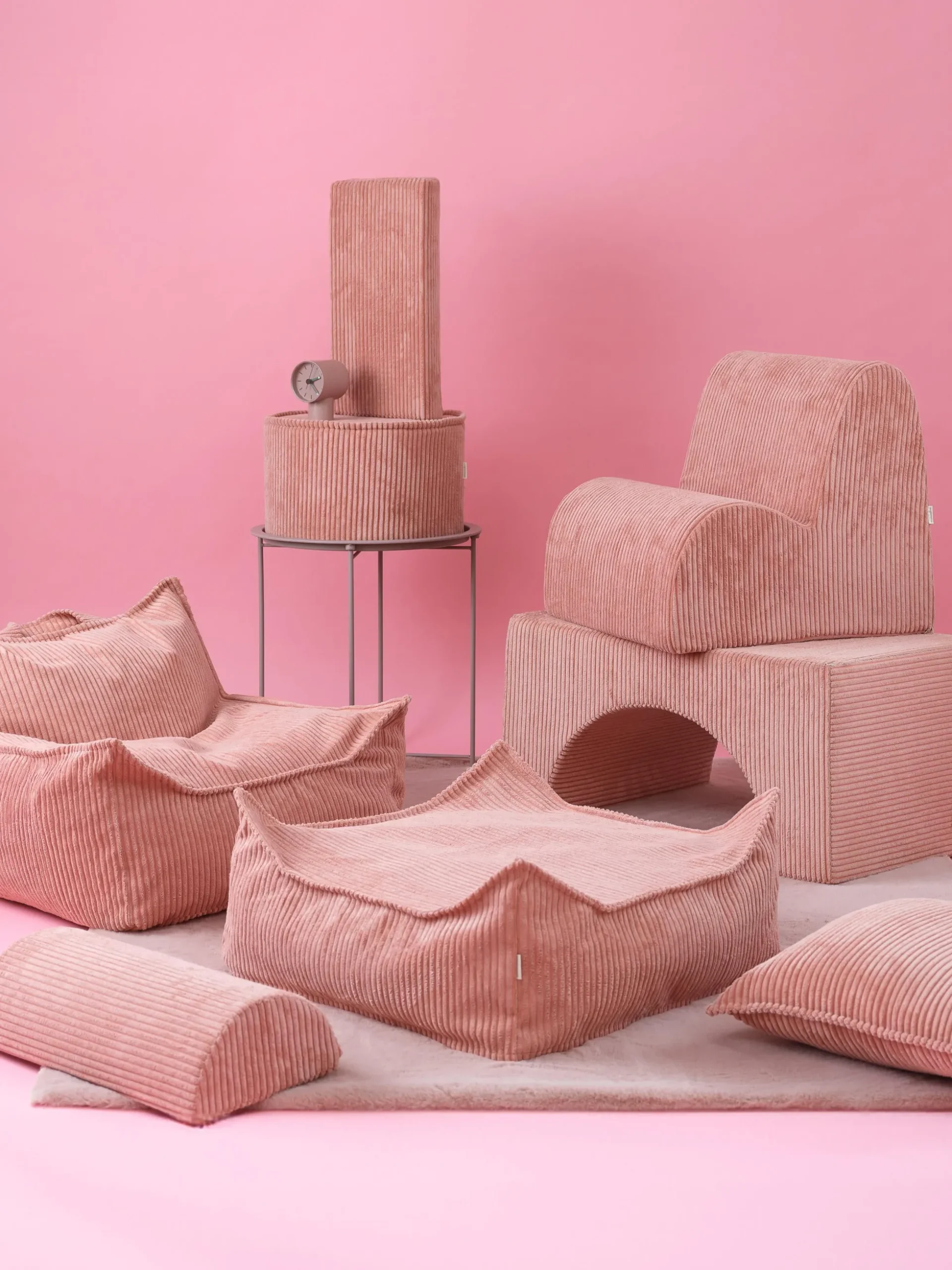 Pouf per bambini in velluto a coste Sugar Ø 40 cm