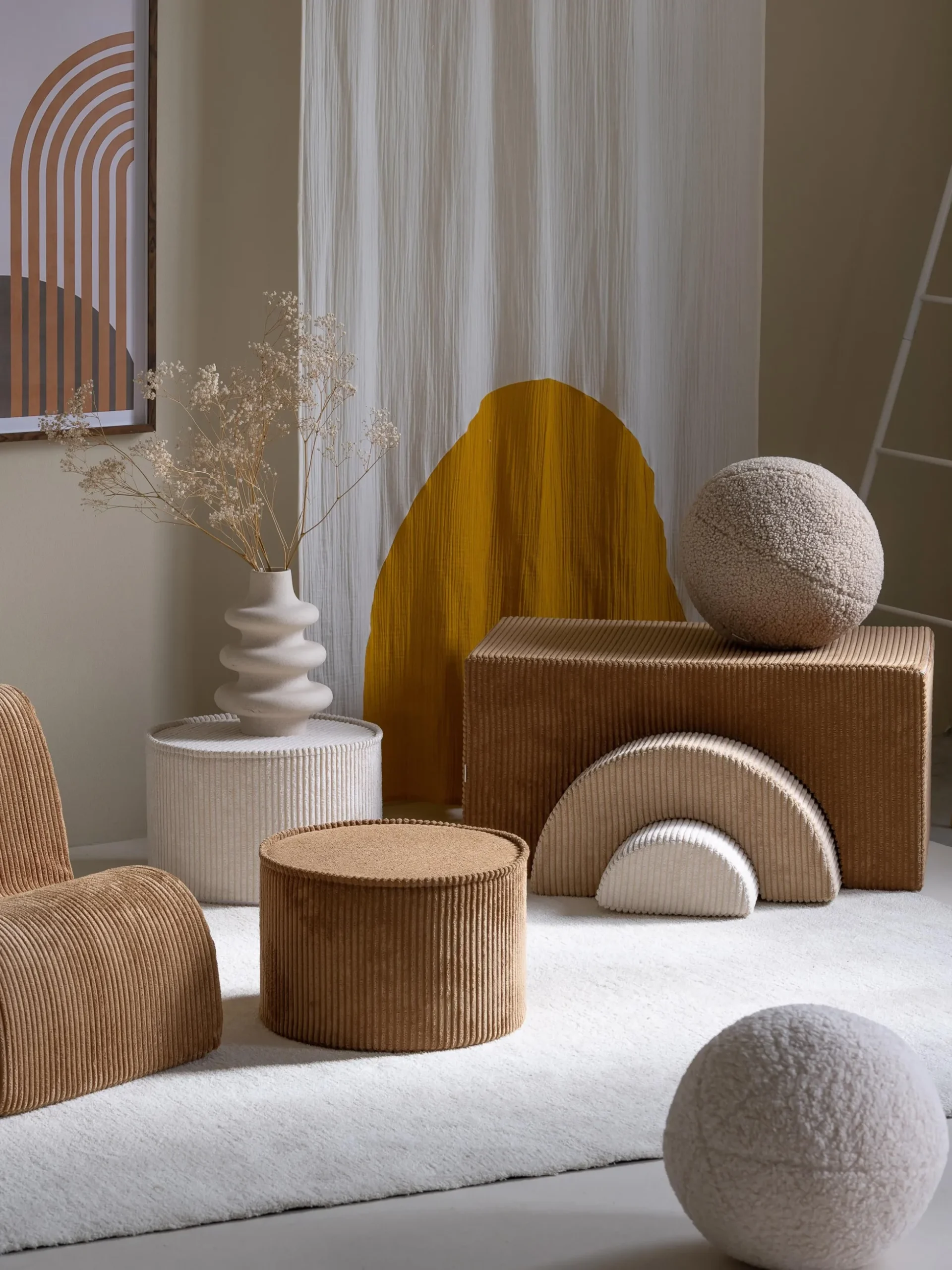Pouf per bambini in velluto a coste Sugar Ø 40 cm