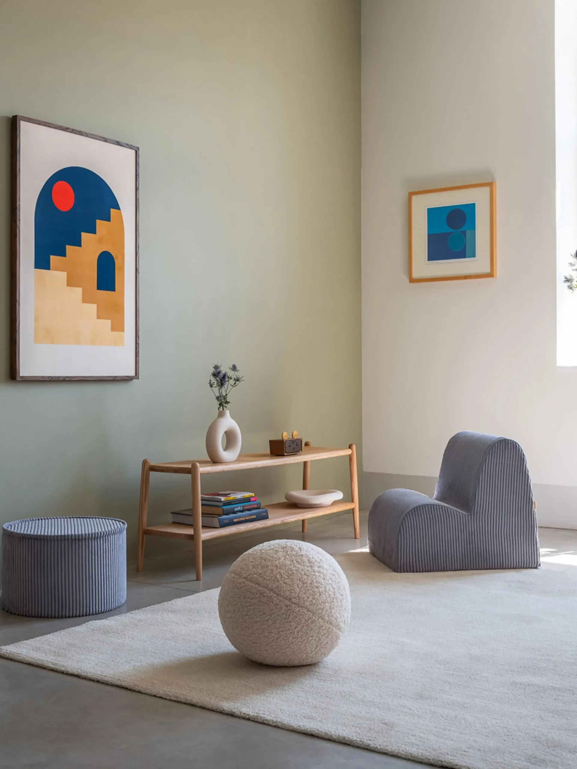 Pouf per bambini in velluto a coste Sugar Ø 40 cm