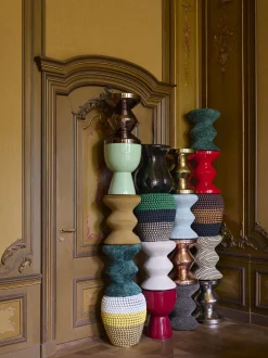 Pouf rotondo imbottito Zig Zag