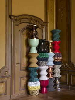 Pouf rotondo imbottito Zig Zag