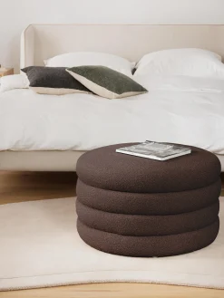 Pouf XL imbottito in bouclé con vano contenitore Alto
