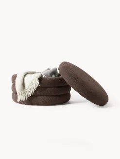 Pouf XL imbottito in bouclé con vano contenitore Alto