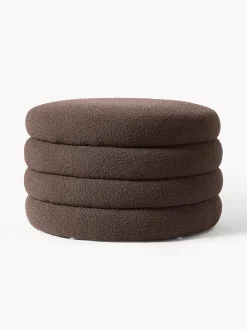 Pouf XL imbottito in bouclé con vano contenitore Alto