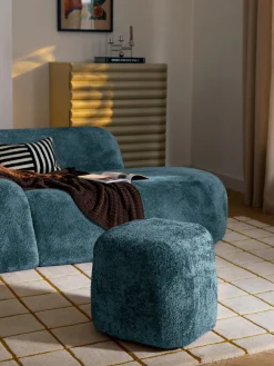 Pouf alto in teddy bouclé Wolke