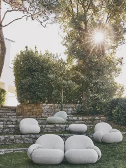 Pouf da esterno girevole in bouclé Pacha