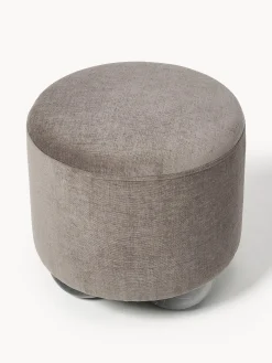 Pouf imbottito con piedini a sfera effetto marmo Lino
