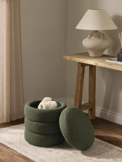 Pouf imbottito in teddy con contenitore Alto