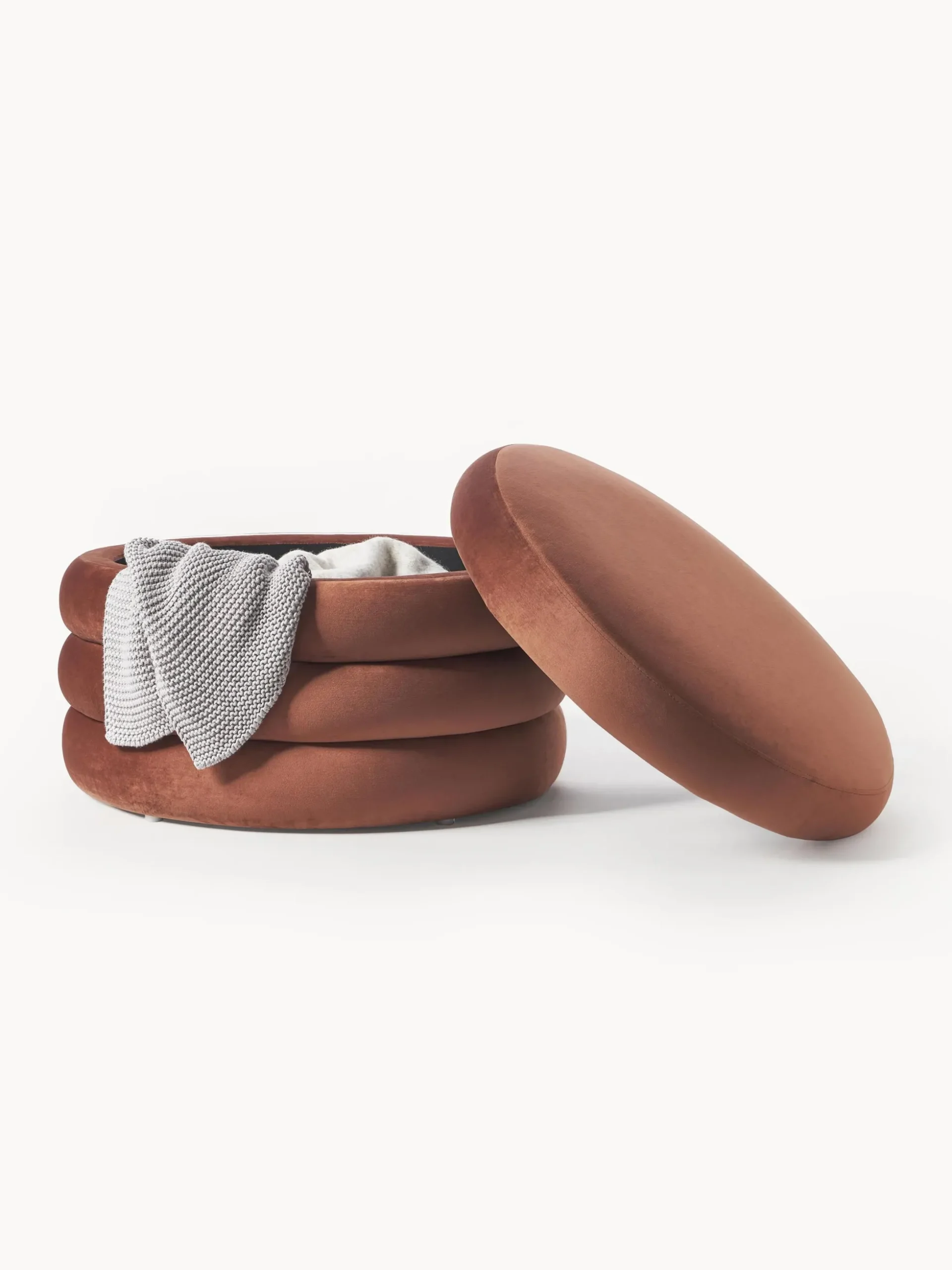 Pouf imbottito XLin velluto con vano contenitore Alto