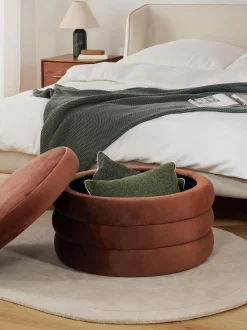 Pouf imbottito XLin velluto con vano contenitore Alto